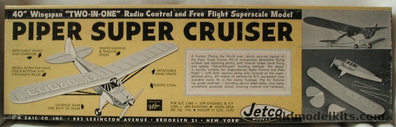 Jetco Piper PA-12 Super Cub RC Model - 40 inch Wingspan, S6 plastic model kit